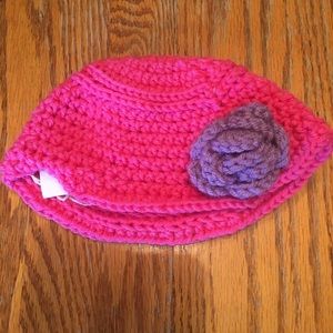 Crochet Pink Bucket Hat with Flower for Baby